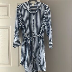 Linen Blend Striped Dress